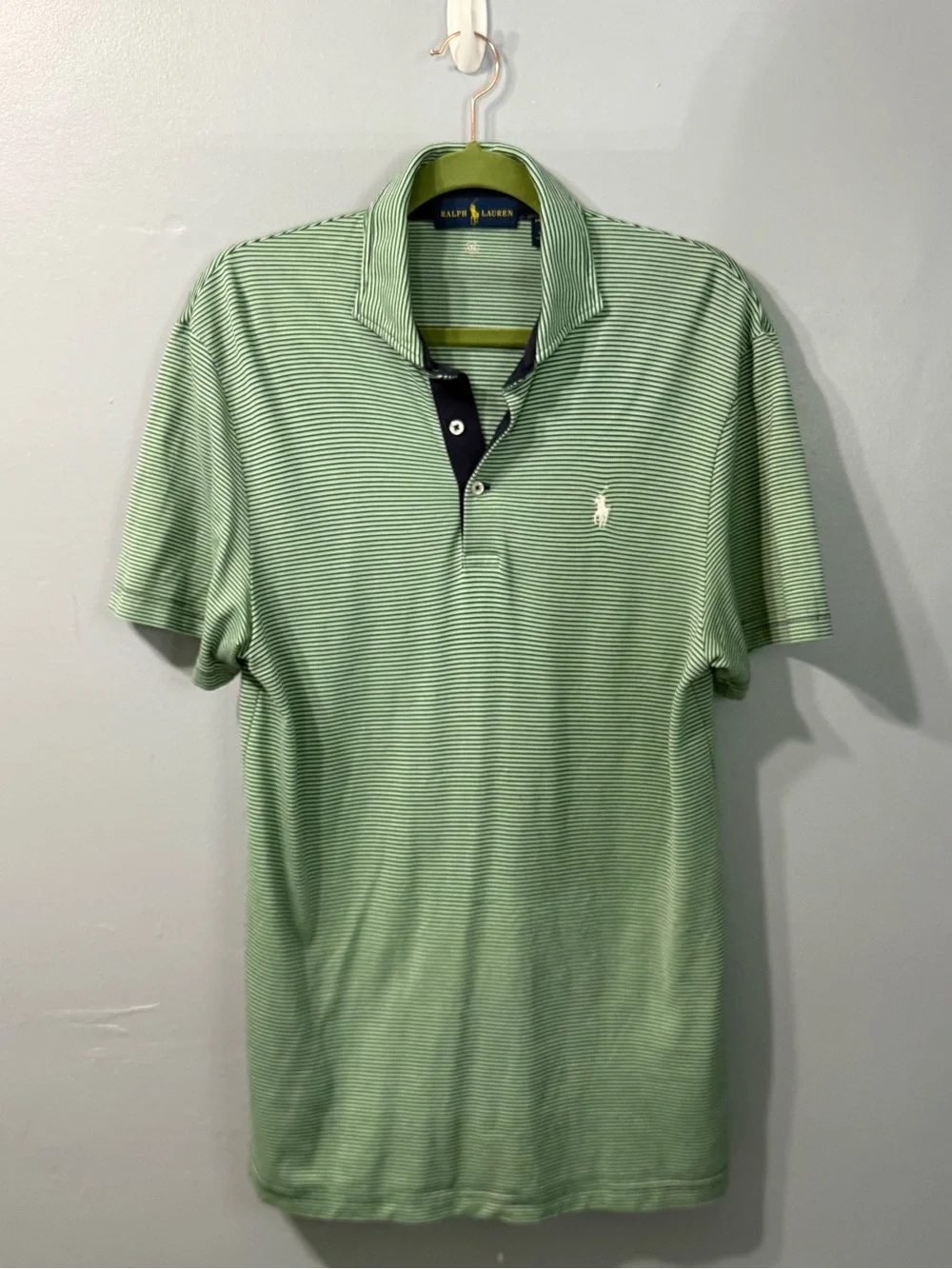 Ralph Lauren Green Striped Pro Fit Men’s Golf Polo Men’s Shirt Size Medium